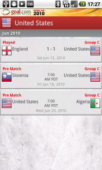Goal.com World Cup App - Team Selected