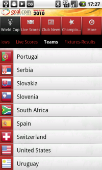 Goal.com World Cup App - Teams